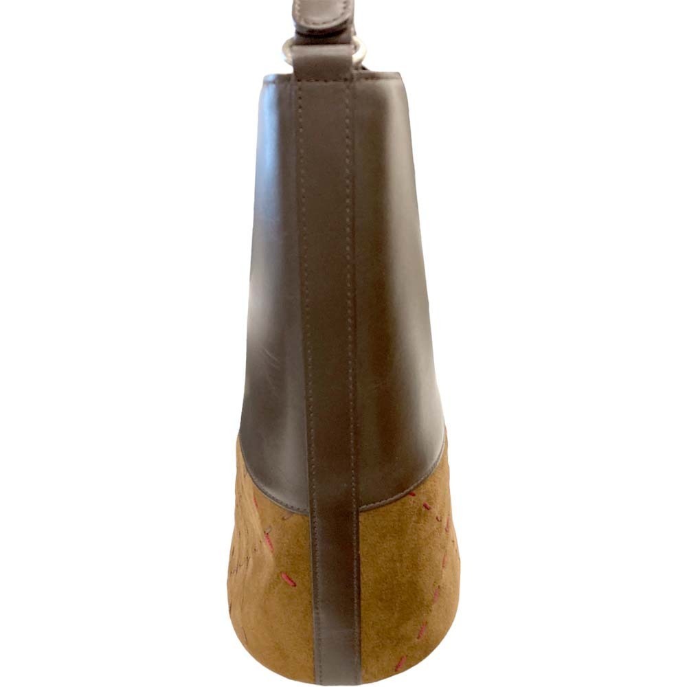 Burberry Shoulder Bag Brown Leather Suede Check Stitching - Picture 5 of 9